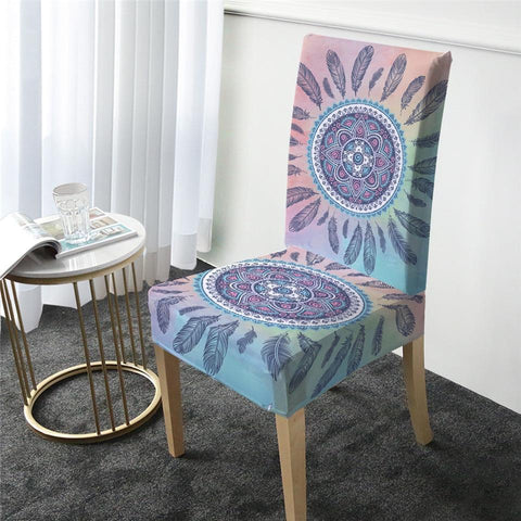 Dreamcatcher Mandala Pink Blue Native Ameican Chair Covers - Powwow Store