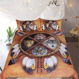 Wolf Dreamcatcher Animal Tribal Lion Tiger Leopard Native American Bedding Set