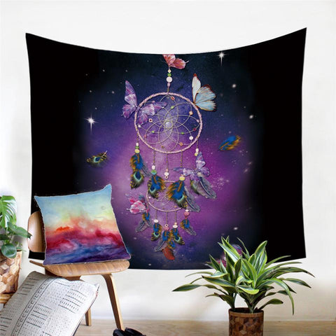 Purple Dreamcatcher Tapestry Wall Hanging