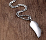 Stainless Steel Feather Angel Wing Pendants Necklace - Powwow Store