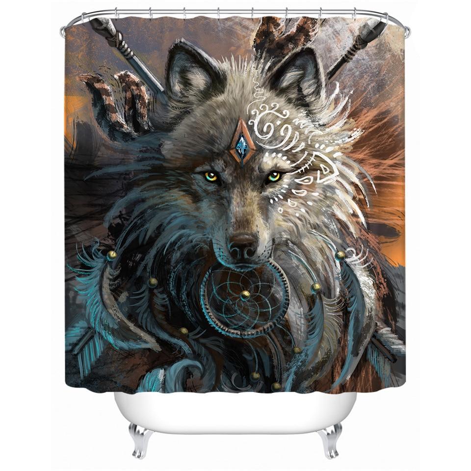 Wolf Warrior Waterproof Native American Pride Shower Curtain - Powwow Store