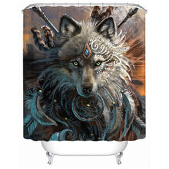 Wolf Warrior Waterproof Native American Pride Shower Curtain - Powwow Store