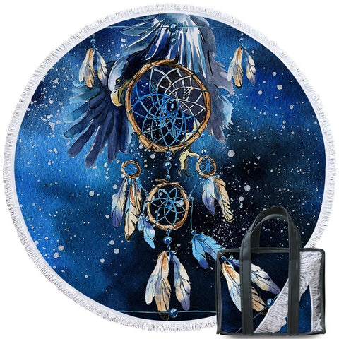 Blue Galaxy Eagle Native American Beach Towel