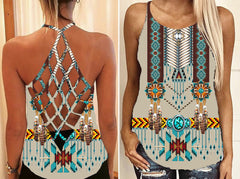 Powwow Store gb nat00069 turquoise blue pattern breastplate criss cross