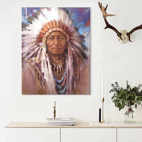 Native Man Portrait Native American  Canvas