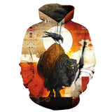 Bison Native American  All Over Hoodie