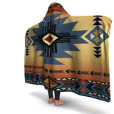 Southwest Blue Symbol Native American Design Hooded Blanket