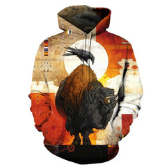 Bison Native American  All Over Hoodie - Powwow Store