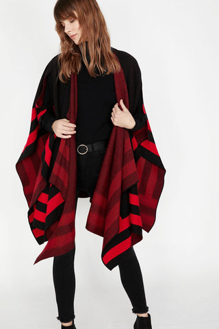 Red And Black Lines Native American Shawls - Powwow Store