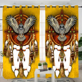 Owl Dreamcatcher Yellow Native American Pride Living Room Curtain