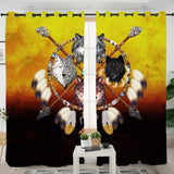 4 Wolves Warrior Dreamcatcher Native American Living Room Curtain - ProudThunderbird