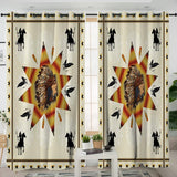 GB-NAT00011-01 Tribe Chief & Warriors Native American Living Room Curtain