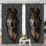 Gray Wolf Escape Native American Living Room Curtain