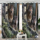Couple Forrest Wolves Native American Living Room Curtain - ProudThunderbird