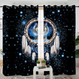 Galaxy Dreamcatcher Wolf Native American Living Room Curtain - ProudThunderbird