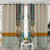 Turquoise Blue Pattern Breastplate Native American Living Room Curtain