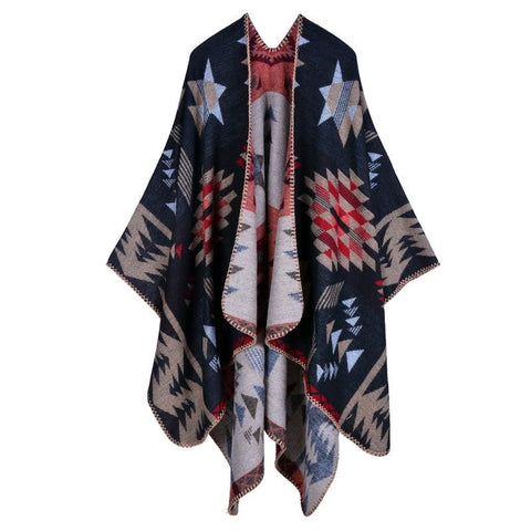 Luxury Brand Geometric Ponchos Cashmere Scarves Women Winter Warm Shawls - Powwow Store