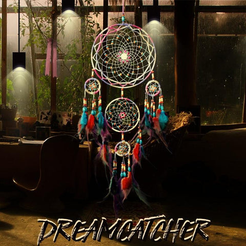 Colorful Rainbow Feather Native American Dreamcatcher - ProudThunderbird