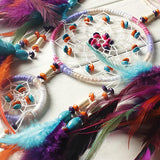 Colorful Rainbow Feather Native American Dreamcatcher - ProudThunderbird
