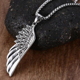 Stainless Steel Feather Angel Wing Pendants Necklace - Powwow Store