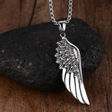 Stainless Steel Feather Angel Wing Pendants Necklace - Powwow Store