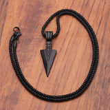 Matte Black Long Necklace With Arrow