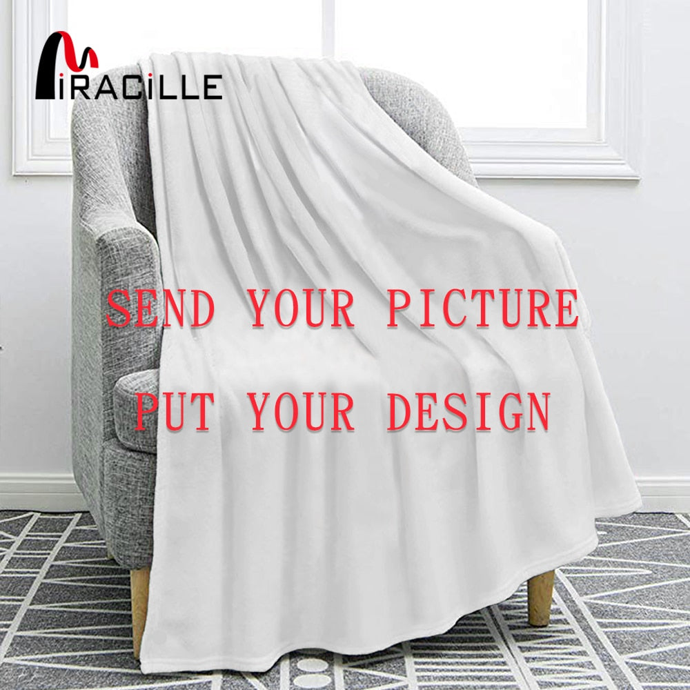 Miracille Customized Flannel Blanket Plush Personalized Blankets for Beds POD Custom DIY Thin Quilt Sofa Cover Drop Shipping|Blankets