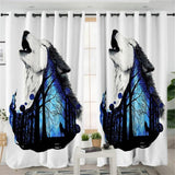 Howling Wolf Native American Design Window Living Room Curtain - ProudThunderbird