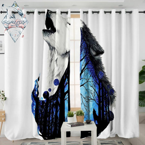 Howling Wolf Native American Design Window Living Room Curtain - ProudThunderbird