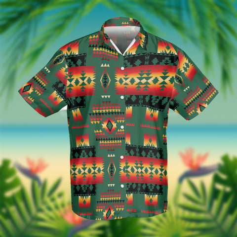 Powwow Store gb nat00302 03 dark blue tribes pattern native american hawaiian shirt 3d