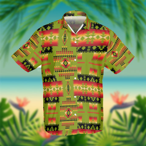 Powwow Store gb nat00302 light yellow tribes pattern native american hawaiian shirt 3d