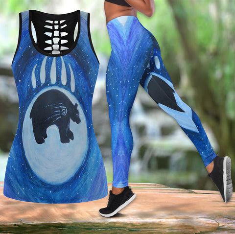 Powwow Store gb nat00280 mama bear footprints native american hollow tanktop legging set