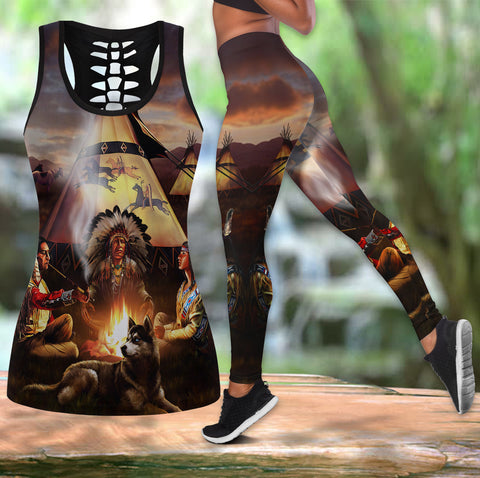 Powwow Store gb nat00207 campfire native american hollow tanktop legging set