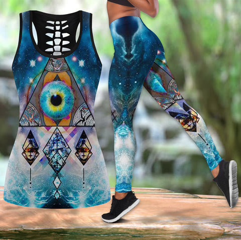 Powwow Store gb nat00278 blue eyes dreamcatcher native american hollow tanktop legging set