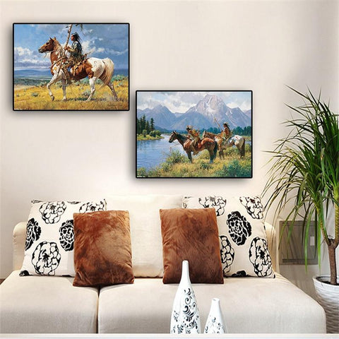Native Horse Oil Painting Native American Canvas