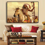 Native Warrior On Horse Oil Painting Native American Canvas QT1984 New