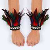 Natural Rooster Feather Cuffs Women Detachable Wrist Cuffs Arm Warmer