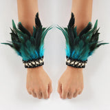 Powwow StoreNatural Rooster Feather Cuffs Women Detachable Wrist Cuffs Arm Warmer