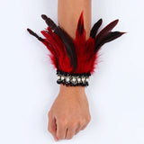 Natural Rooster Feather Cuffs Women Detachable Wrist Cuffs Arm Warmer