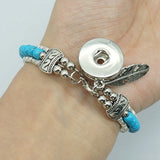 Colorful silver beads feather part snap bracelet Native