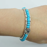 Colorful silver beads feather part snap bracelet Native