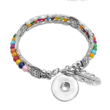 Colorful silver beads feather part snap bracelet Native