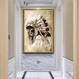 Native Man Portrait Painting Native American Canvas QT1437