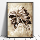 Native Man Portrait Painting Native American Canvas QT1437