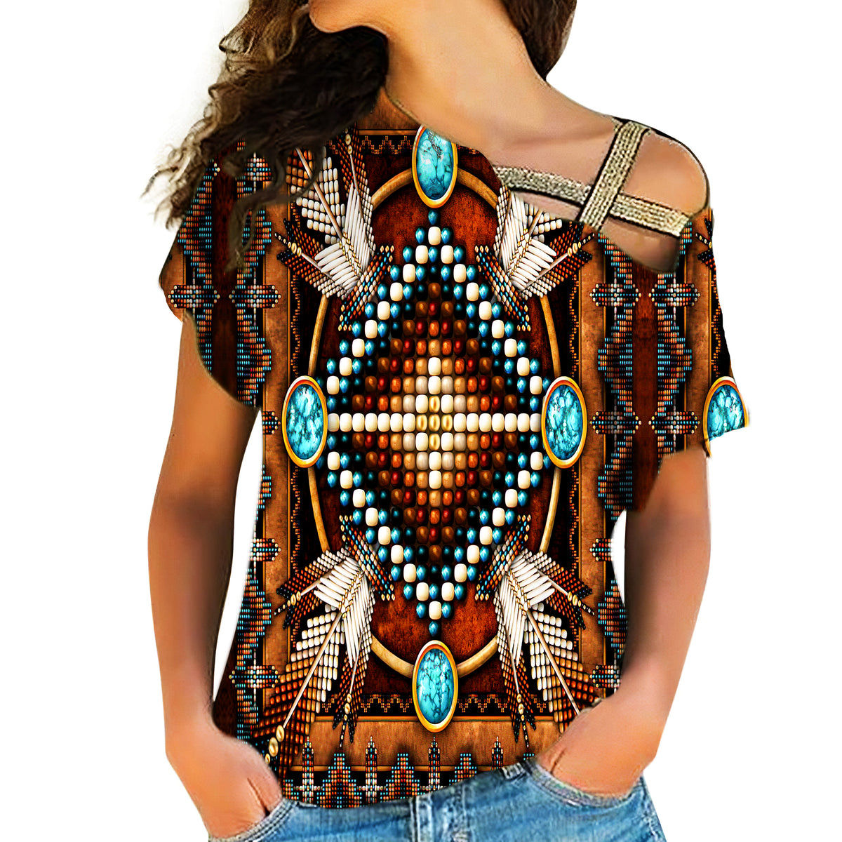 Powwow Store native american cross shoulder shirt 1117