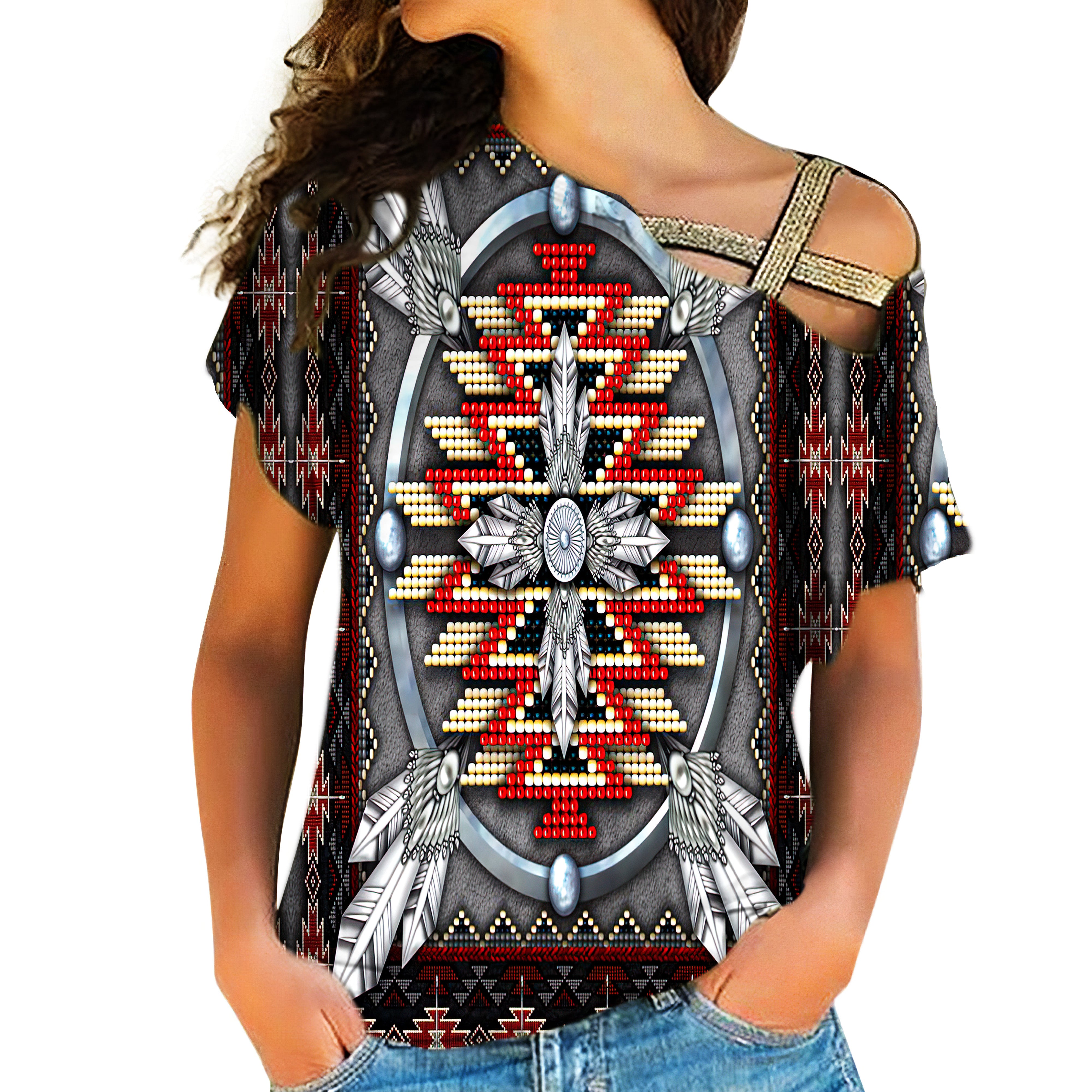 Powwow Store native american cross shoulder shirt 1130