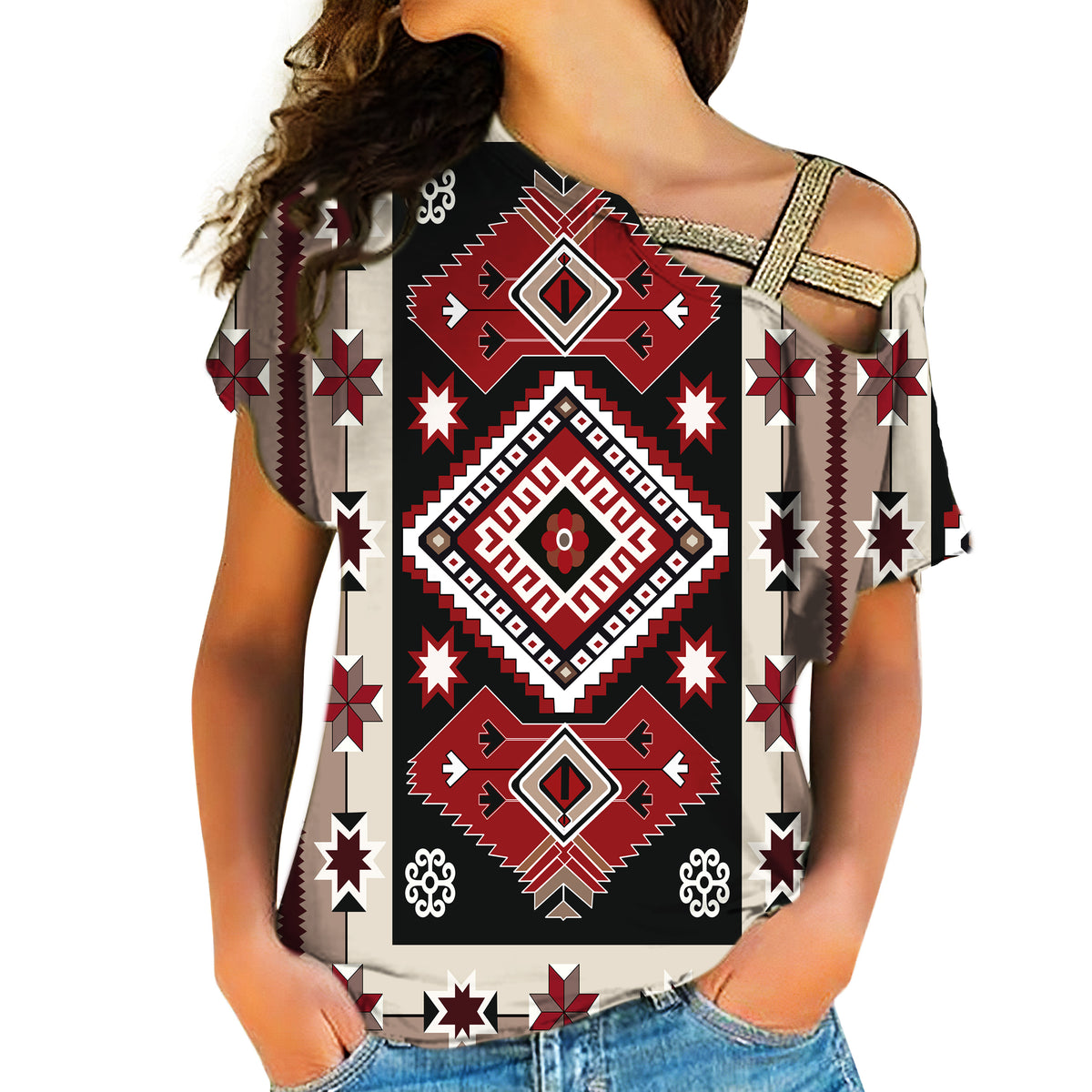 Powwow Store native american cross shoulder shirt 1134