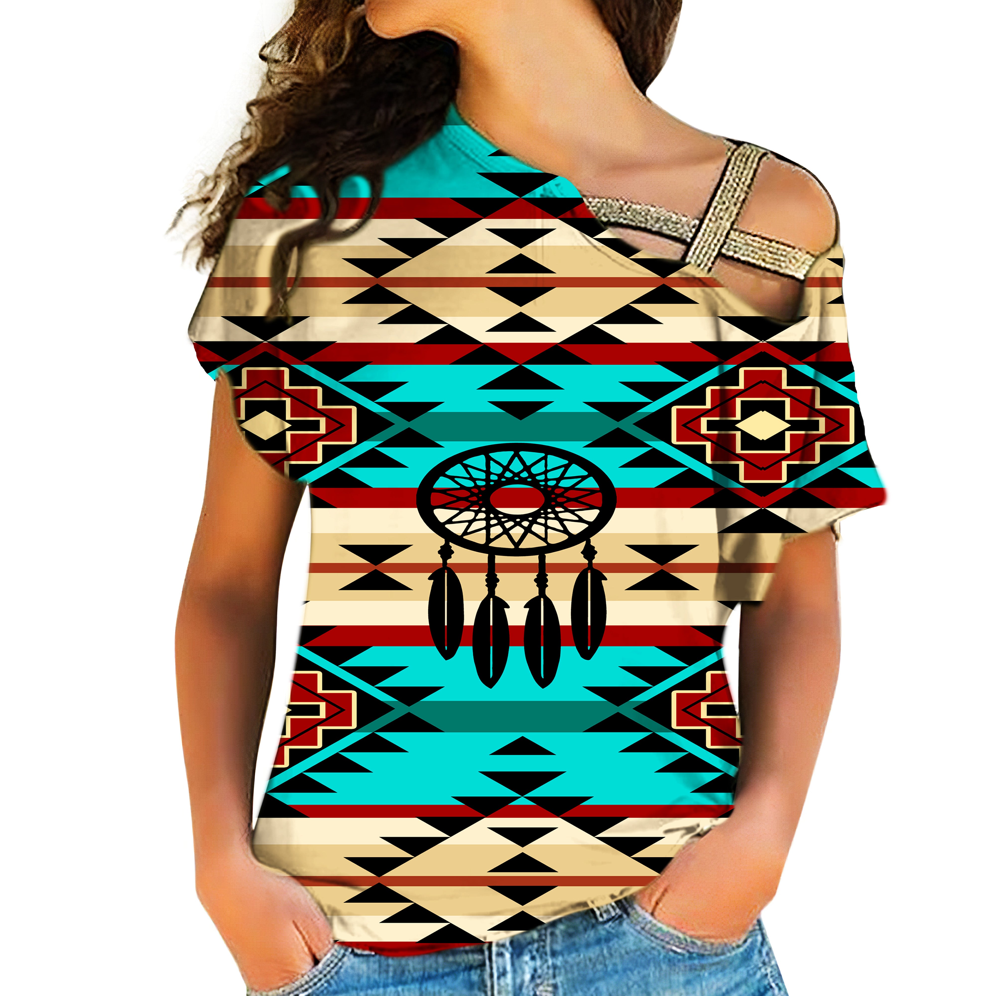 Powwow Store native american cross shoulder shirt 1174