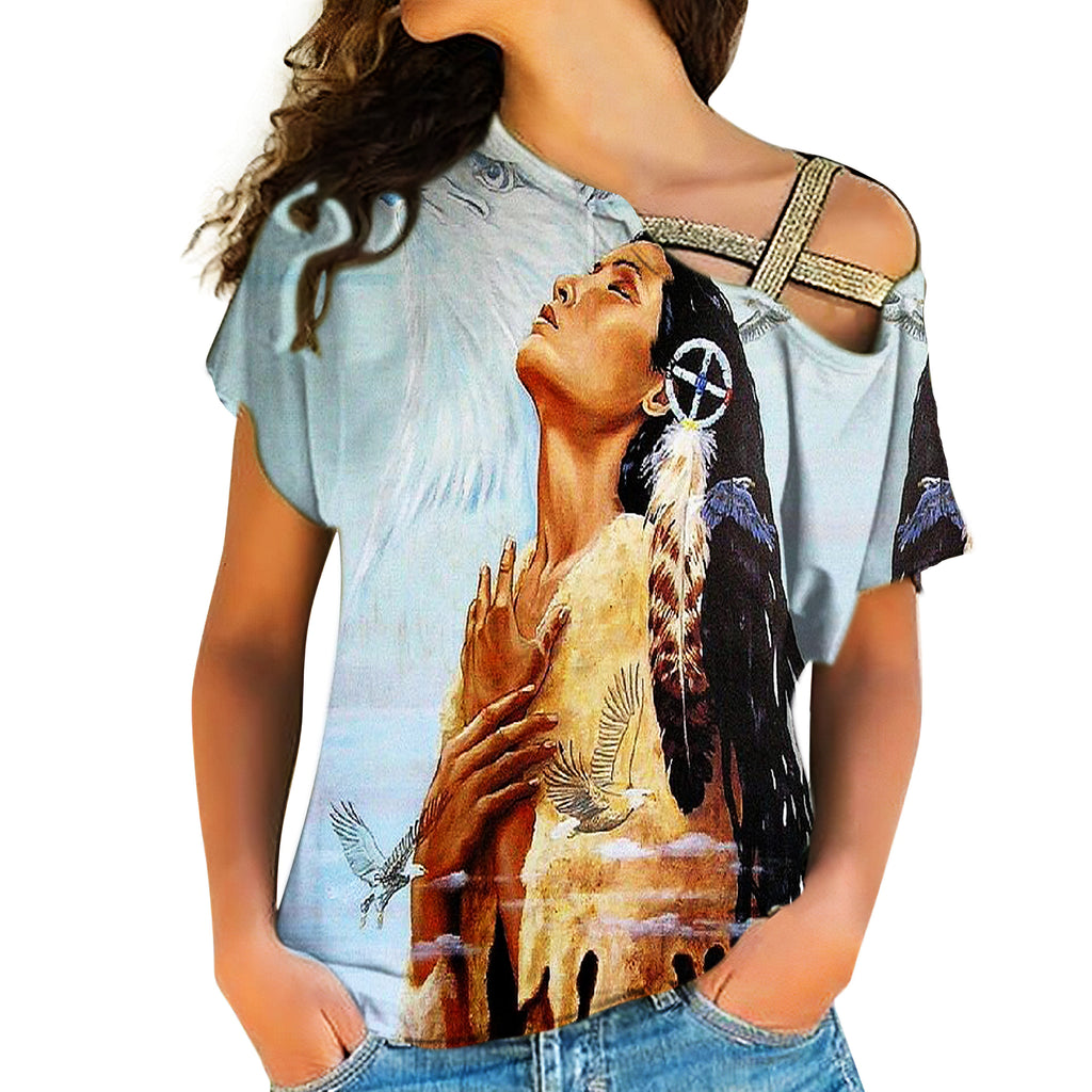 Native American Cross Shoulder Shirt 133