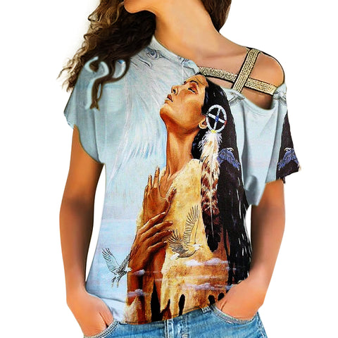 Powwow Store copy of native american cross shoulder shirt 133